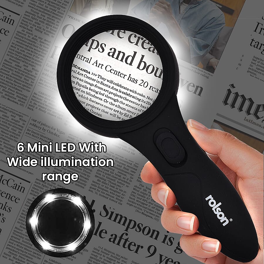 Rolson 6 Mini LED Magnifying Glass (2xAAA batteries included|)