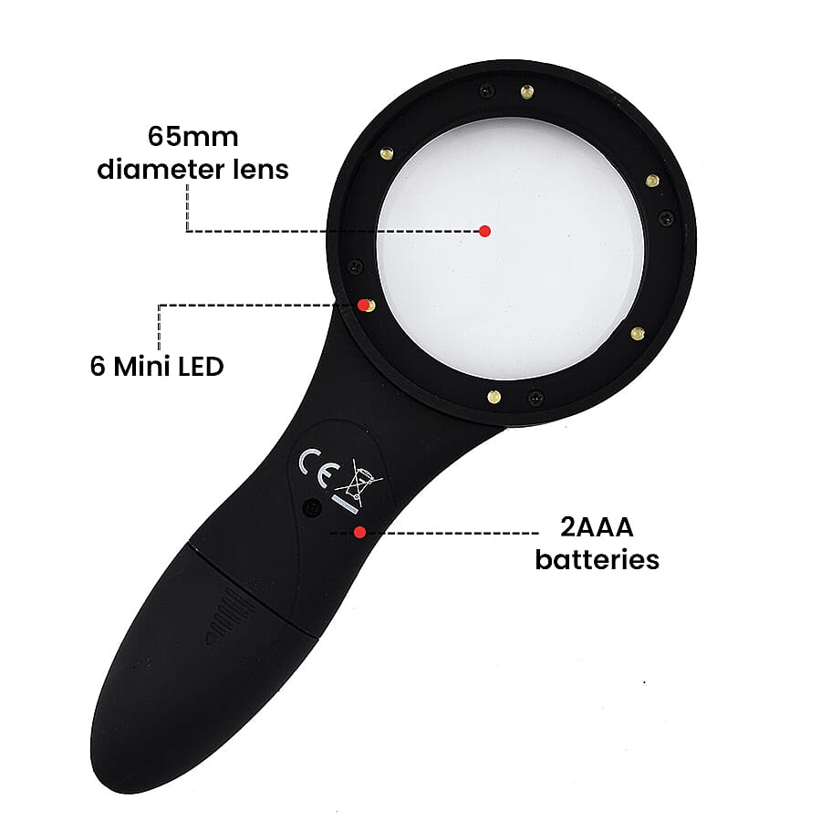 Rolson 6 Mini LED Magnifying Glass (2xAAA batteries included|)