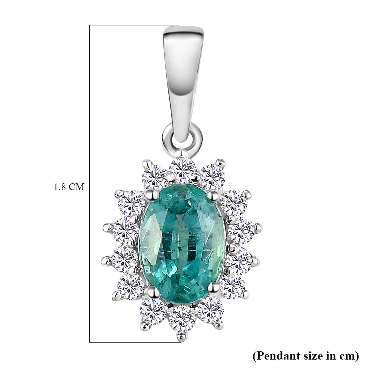 9K White Gold AAA Kagem Zambian Emerald and Diamond Pendant 1.04 Ct.