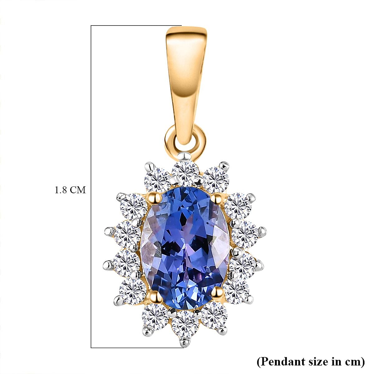 9K Yellow Gold AA Tanzanite and Diamond Pendant 1.10 Ct.
