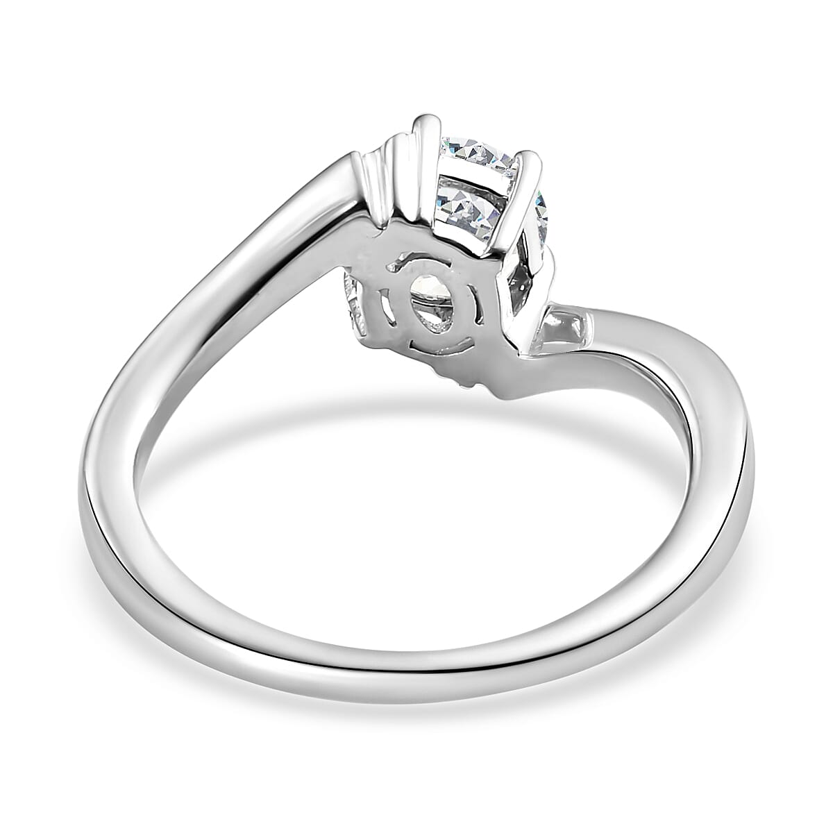 925 Sterling Silver Moissanite Bypass Ring
