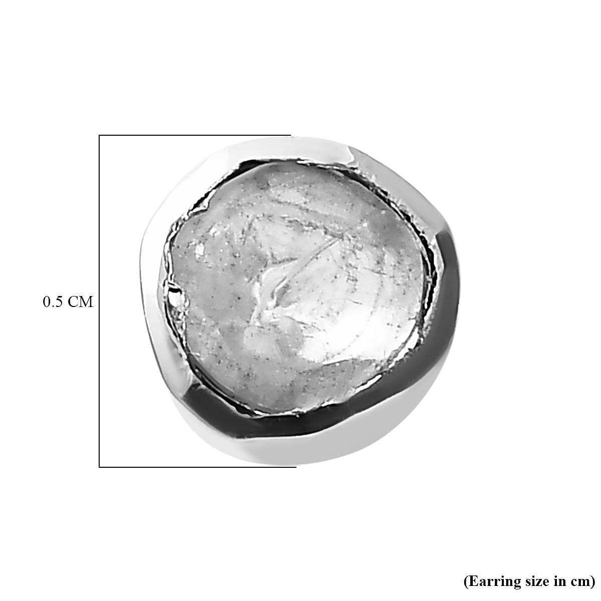 Polki Diamond Stud Earrings (with Push Back) in Platinum Overlay Sterling Silver