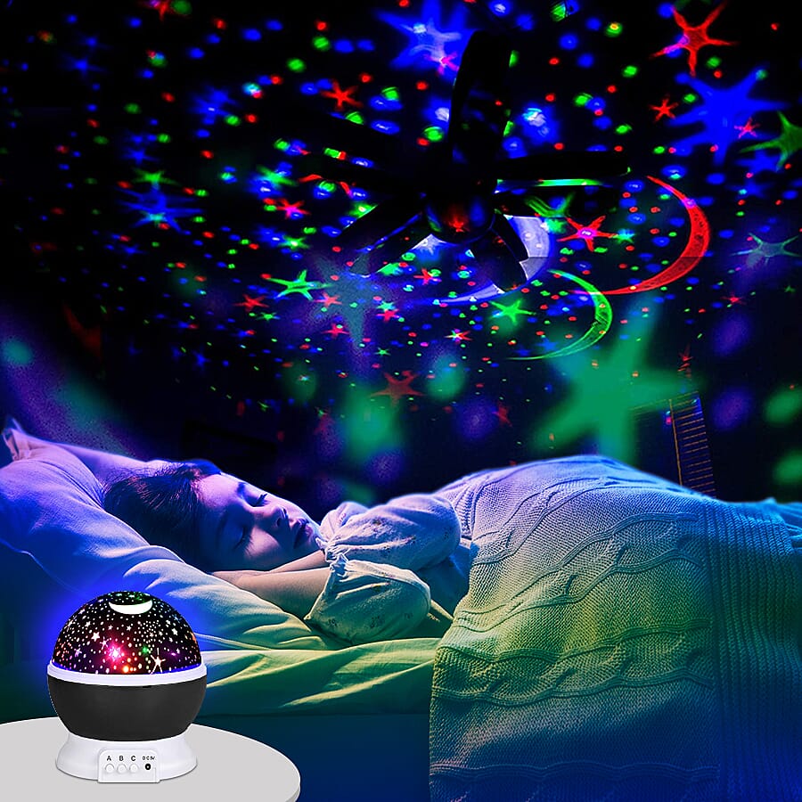 360 Degree Rotating Galaxy Projector Light Lamp - Black