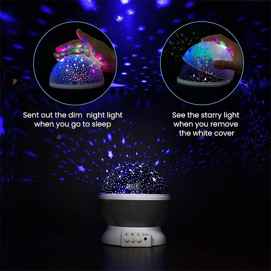 360 Degree Rotating Galaxy Projector Light Lamp - Black
