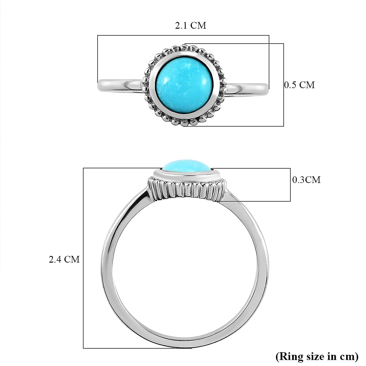 Arizona Sleeping Beauty Turquoise Solitaire Ring in Platinum Overlay Sterling Silver 1.20 Ct.