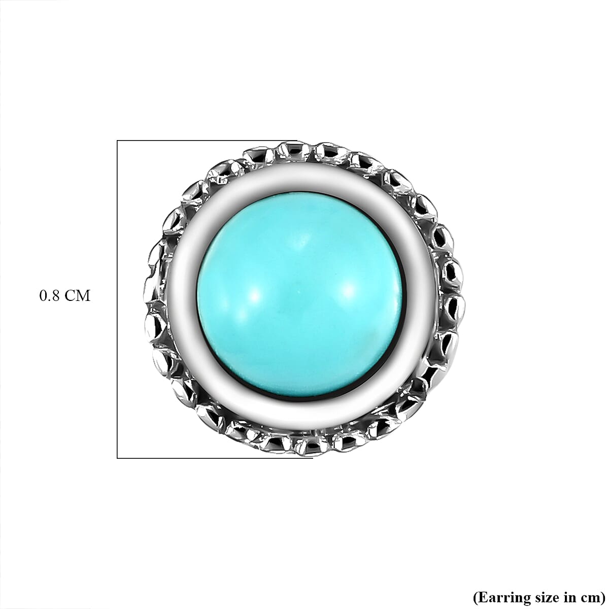 Arizona Sleeping Beauty Turquoise Stud Earrings (With Push Back) in Platinum Overlay Sterling Silver