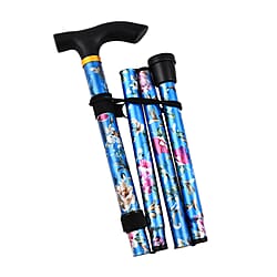 Lightweight Aluminum Foldable Walking Cane with Ergonomic Handle and Wrist Strap - Black