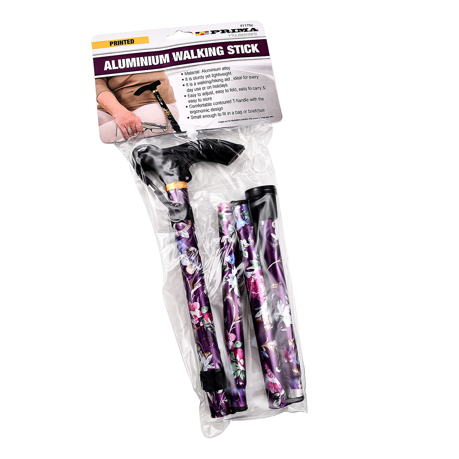 Lightweight Aluminum Foldable Walking Cane with Ergonomic Handle and Wrist Strap - Multi