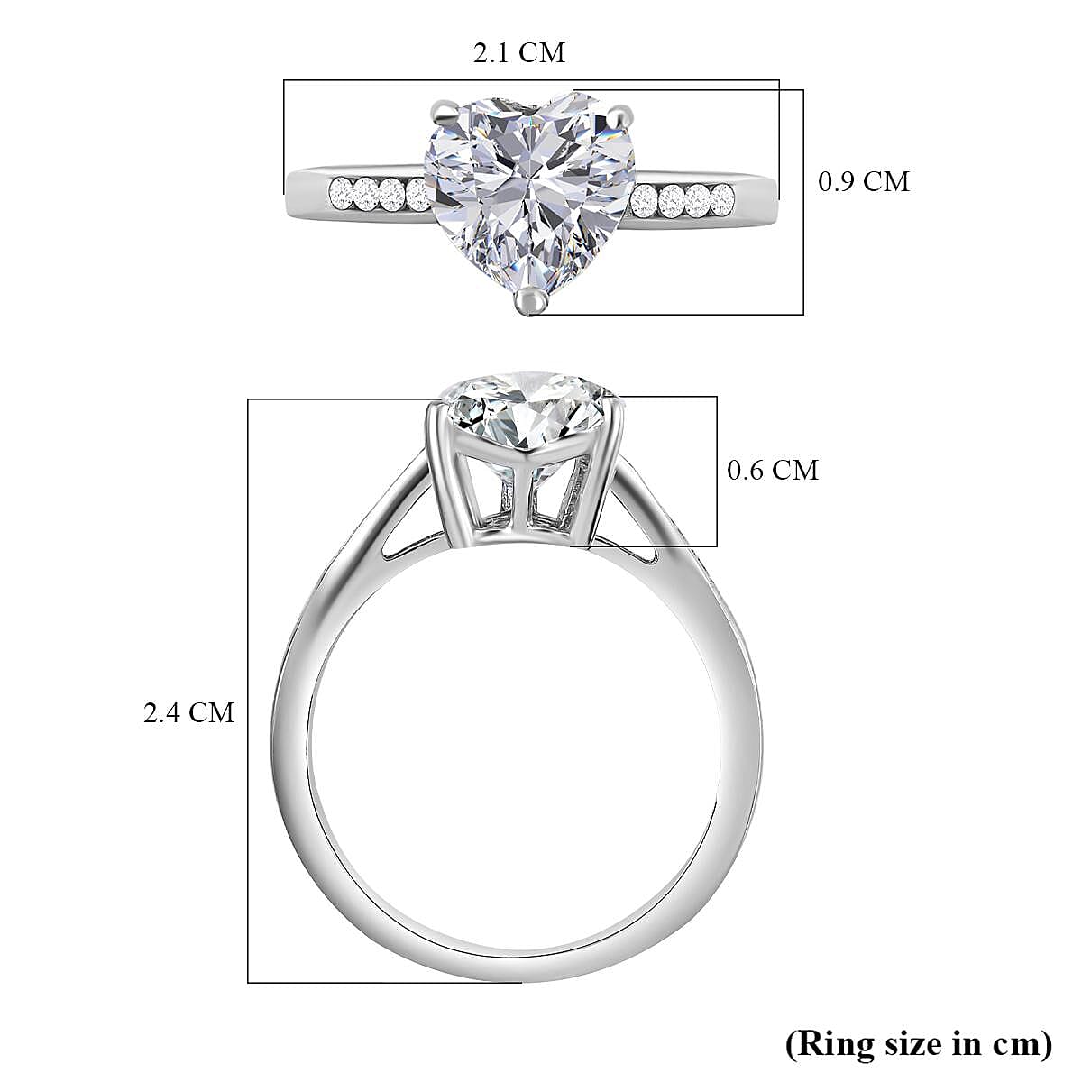 Moissanite Ring in Platinum Overlay Sterling Silver 1.93 Ct