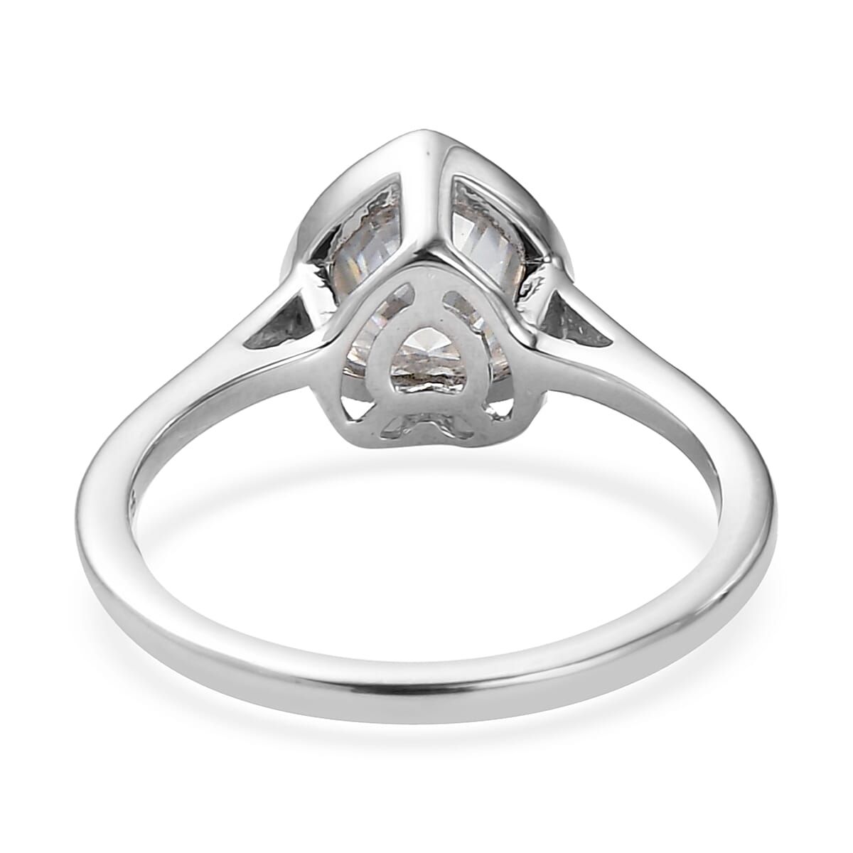 Moissanite Solitaire Ring in Platinum Overlay Sterling Silver