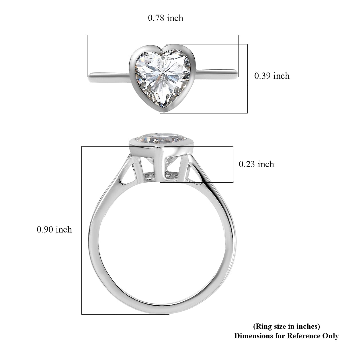 Moissanite Solitaire Ring in Platinum Overlay Sterling Silver