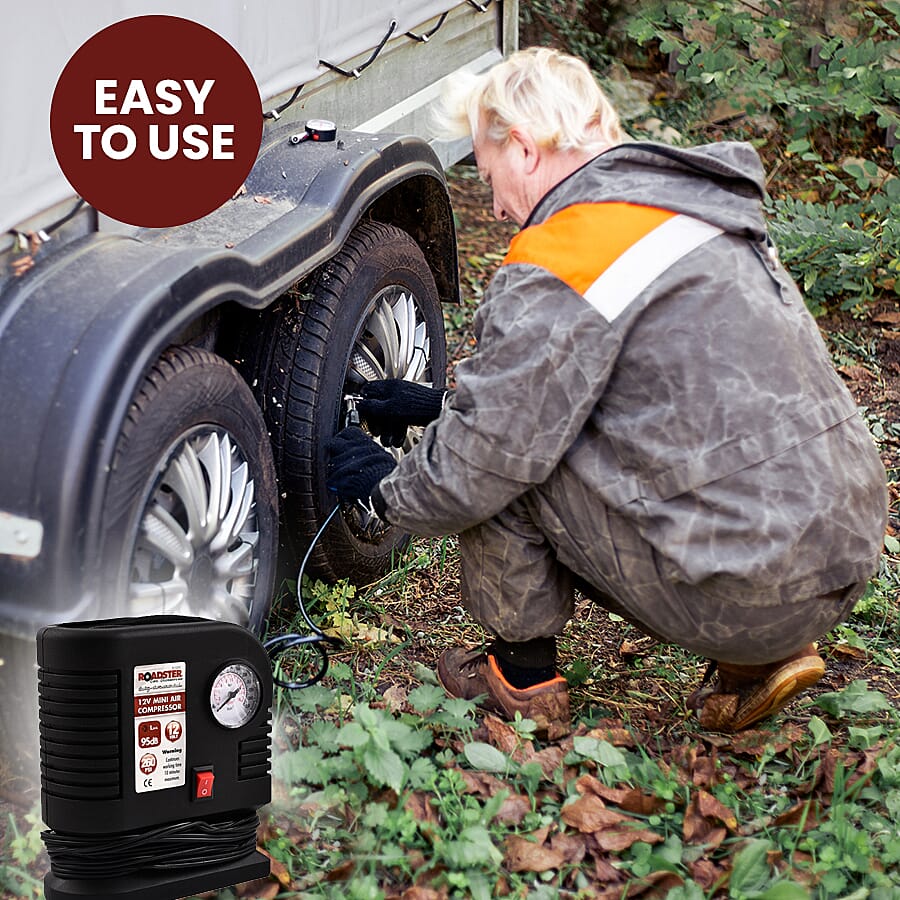 12 V 260 PSI Mini Air Compressor with Pressure Dial Gauge