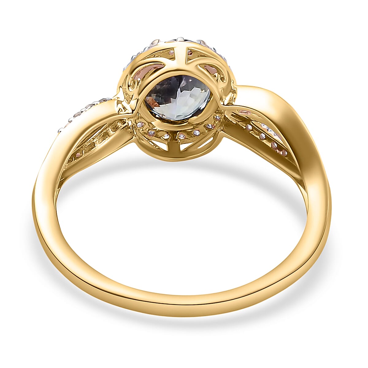 9K Yellow Gold Peacock Tanzanite and Diamond Ring 1.65 Ct.