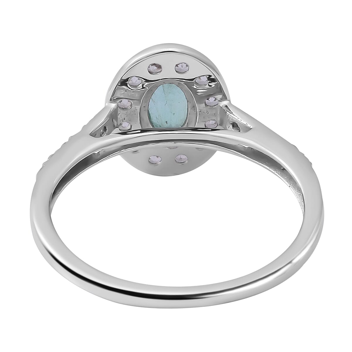 Kagem Zambian Emerald and Natural Zircon Ring in Platinum Overlay Sterling Silver 1.02 Ct