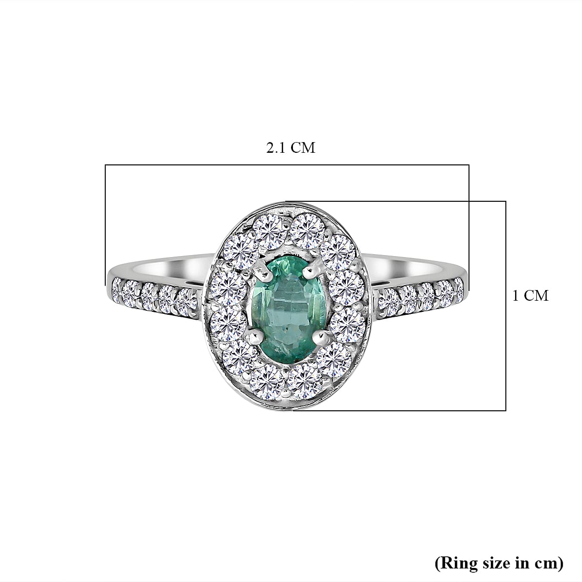 Kagem Zambian Emerald and Natural Zircon Ring in Platinum Overlay Sterling Silver 1.02 Ct