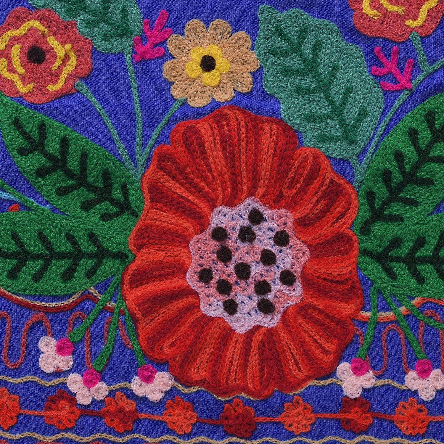 Cotton Floral Cushion Cover - Blue & Multicolor