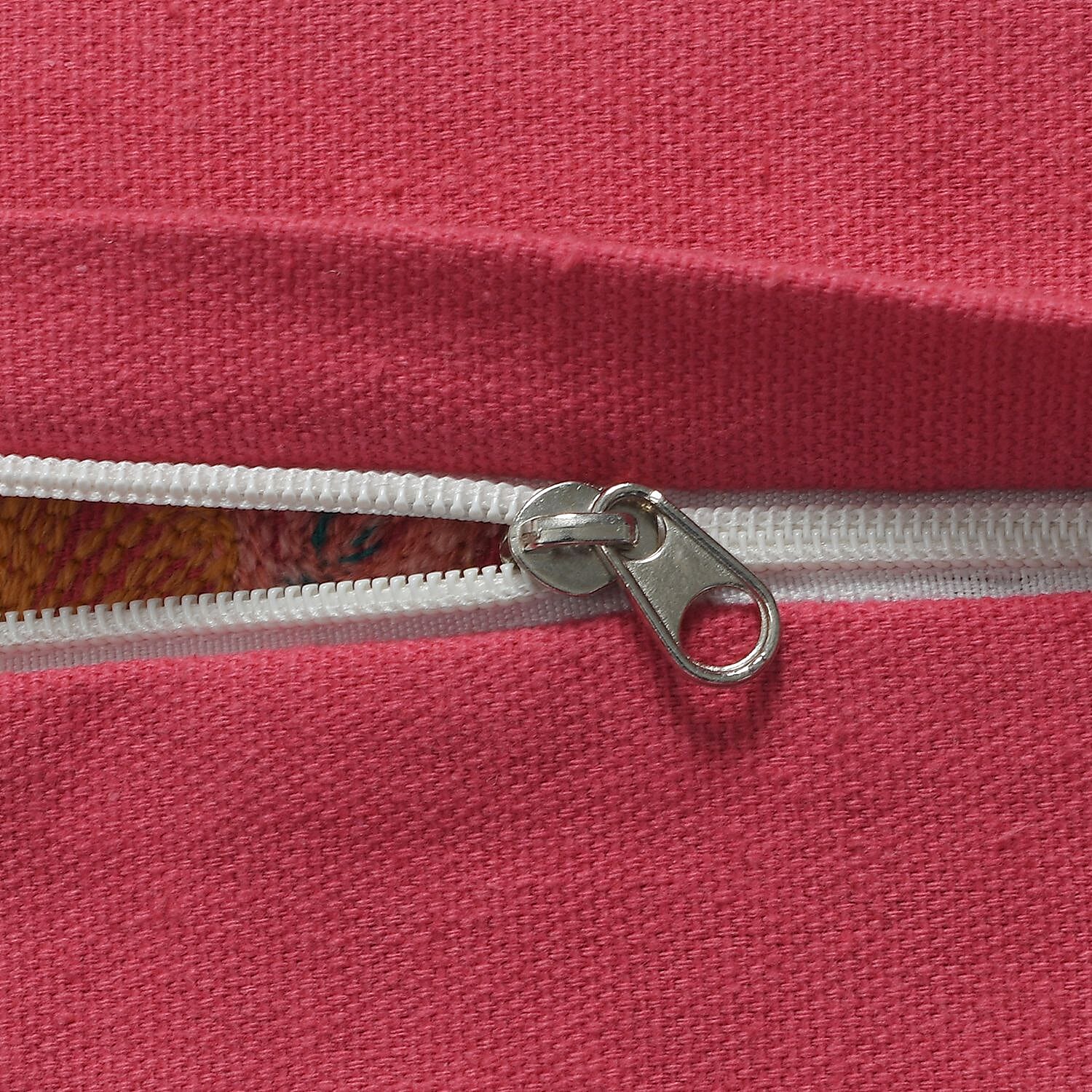 Cotton Flower Embroidered Lumber Cushion Cover (Size 50x30 Cm) - Pink & Multi