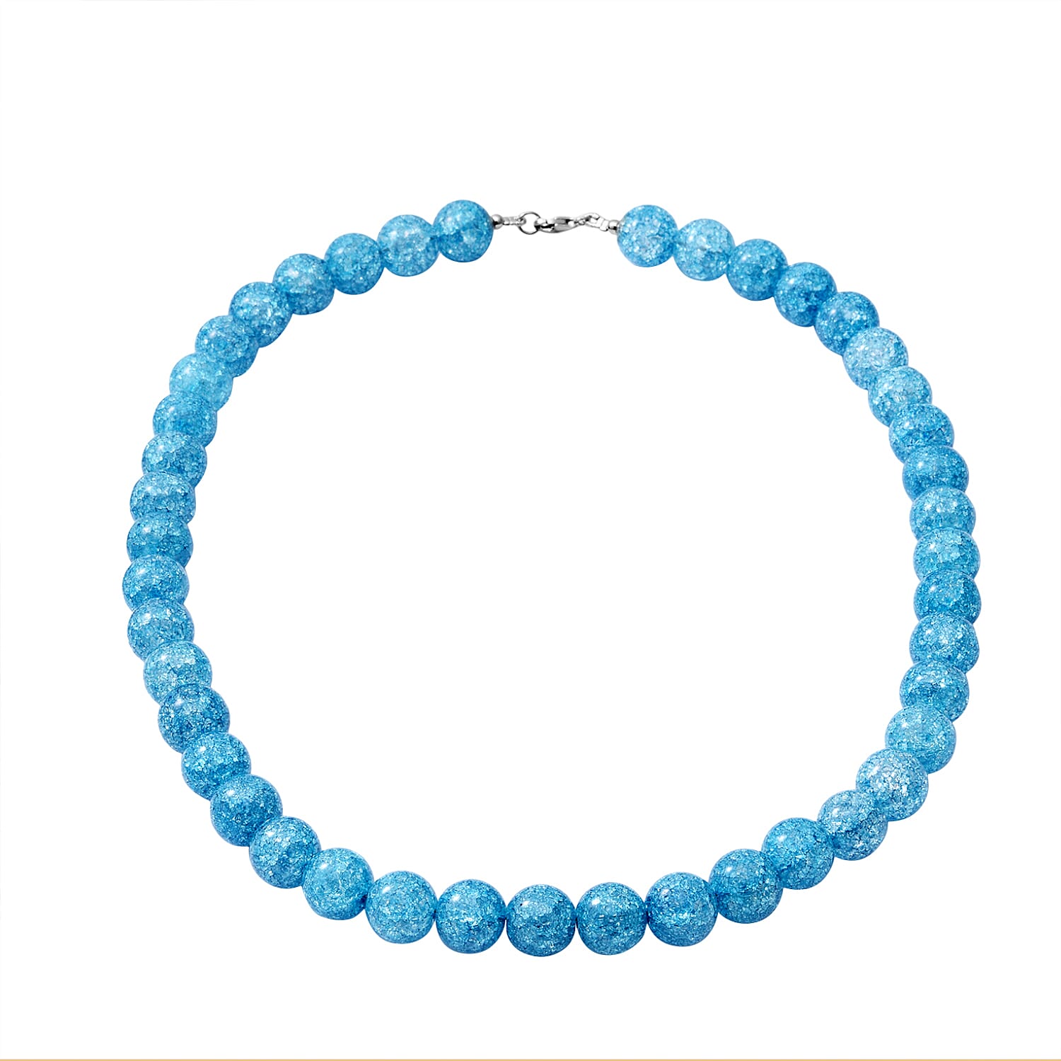 Blue Crackled Quartz Beads Necklace (Size - 20) in Rhodium Overlay Sterling Silver 475.00 Ct.