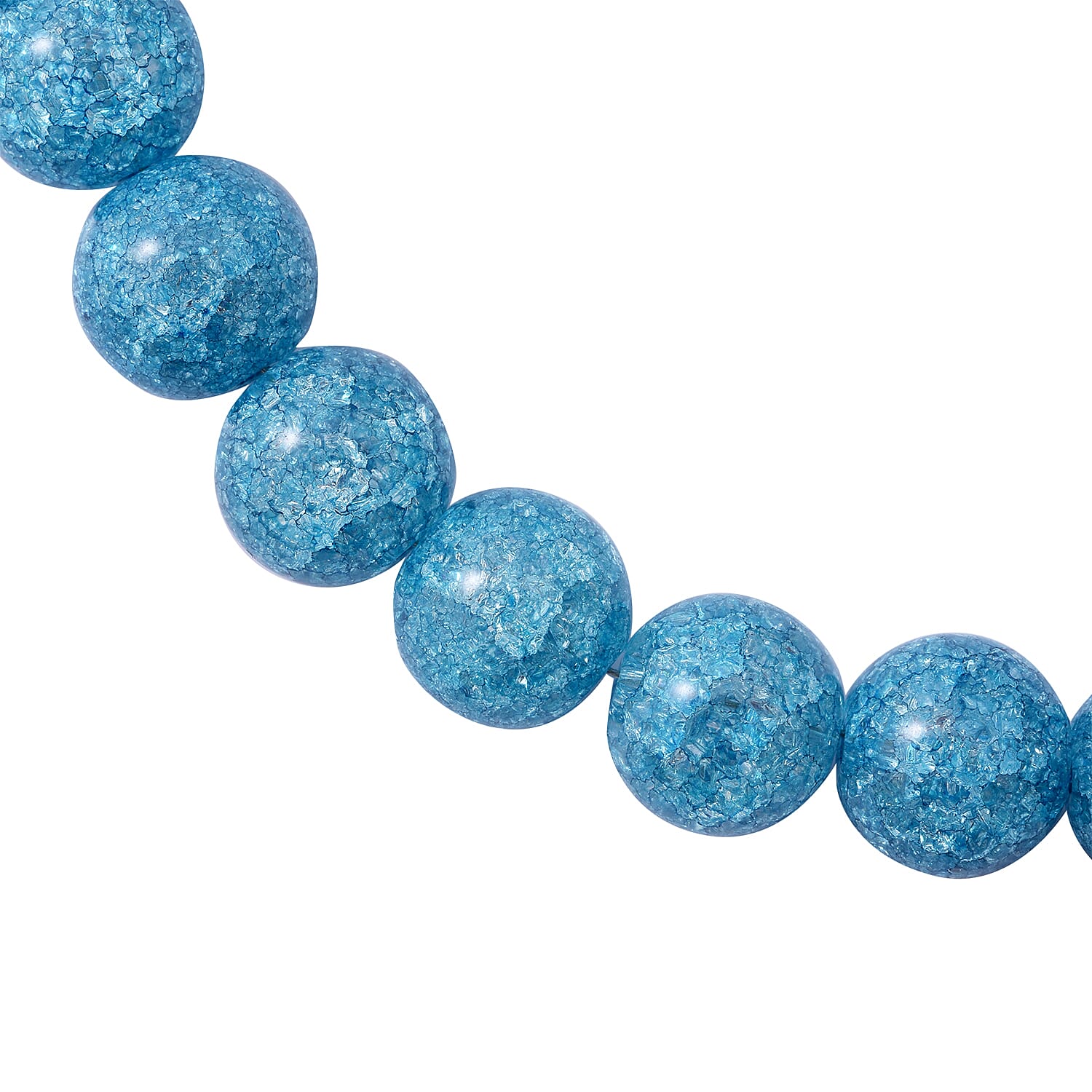 Blue Crackled Quartz Beads Necklace (Size - 20) in Rhodium Overlay Sterling Silver 475.00 Ct.