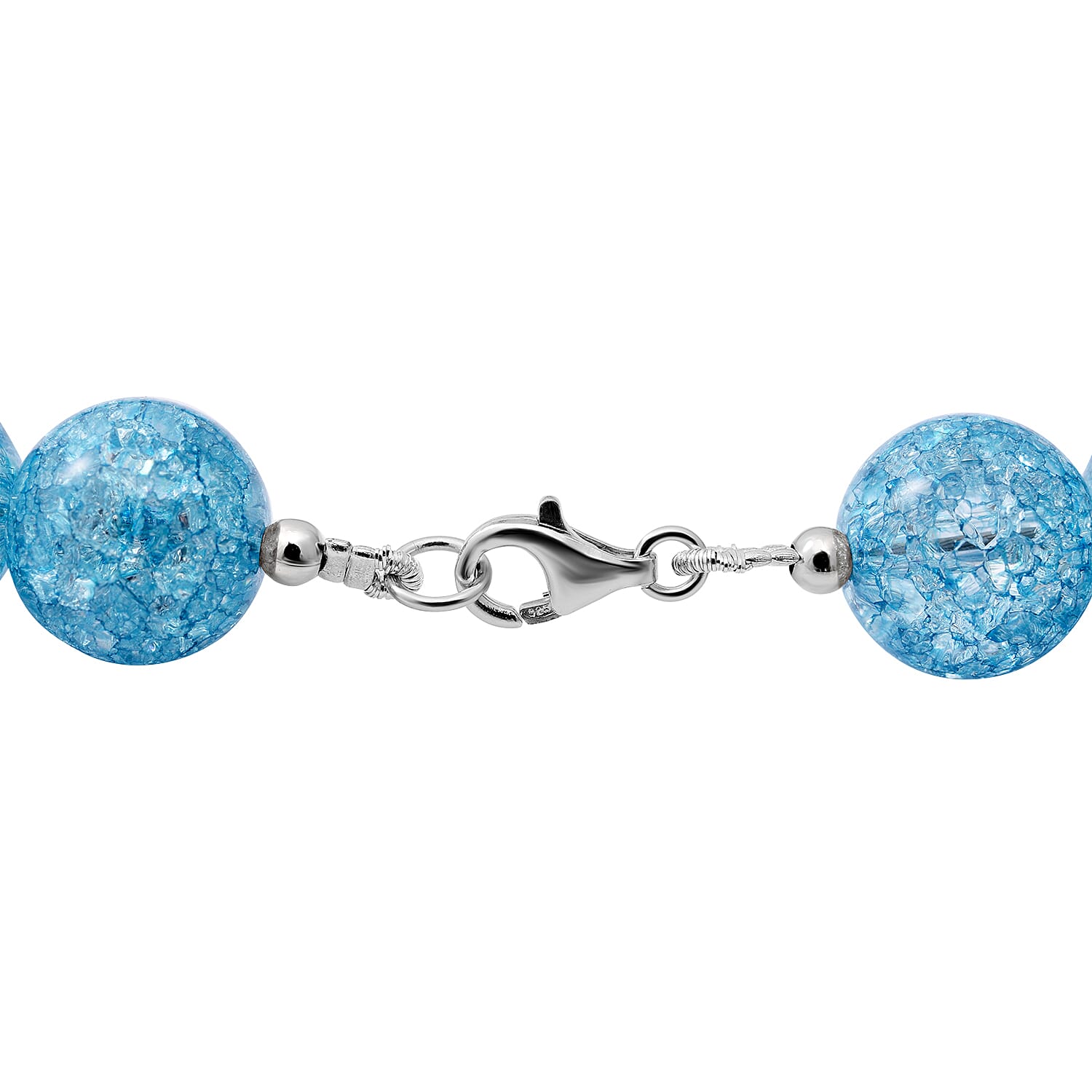 Blue Crackled Quartz Beads Necklace (Size - 20) in Rhodium Overlay Sterling Silver 475.00 Ct.