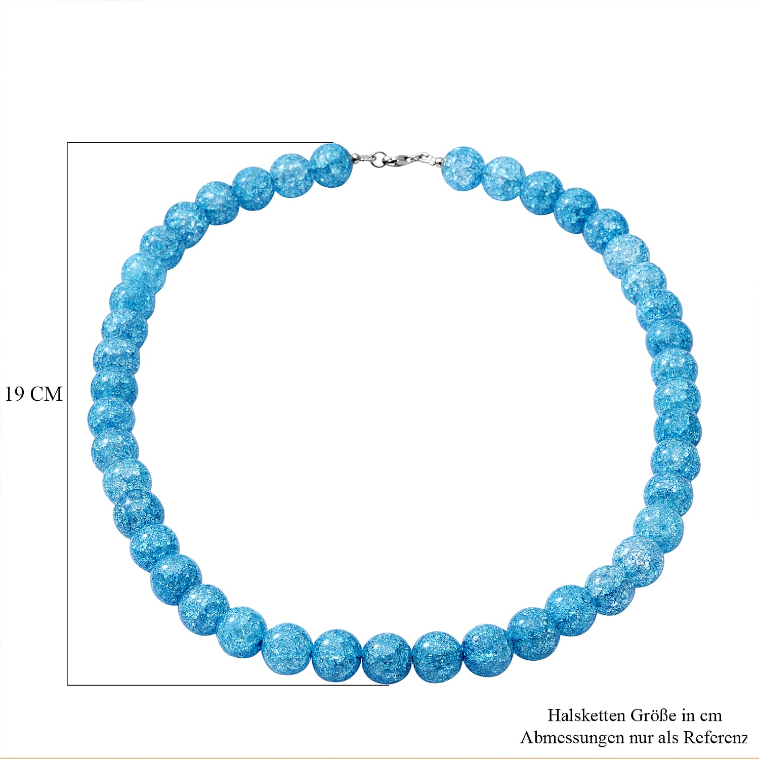 Blue Crackled Quartz Beads Necklace (Size - 20) in Rhodium Overlay Sterling Silver 475.00 Ct.