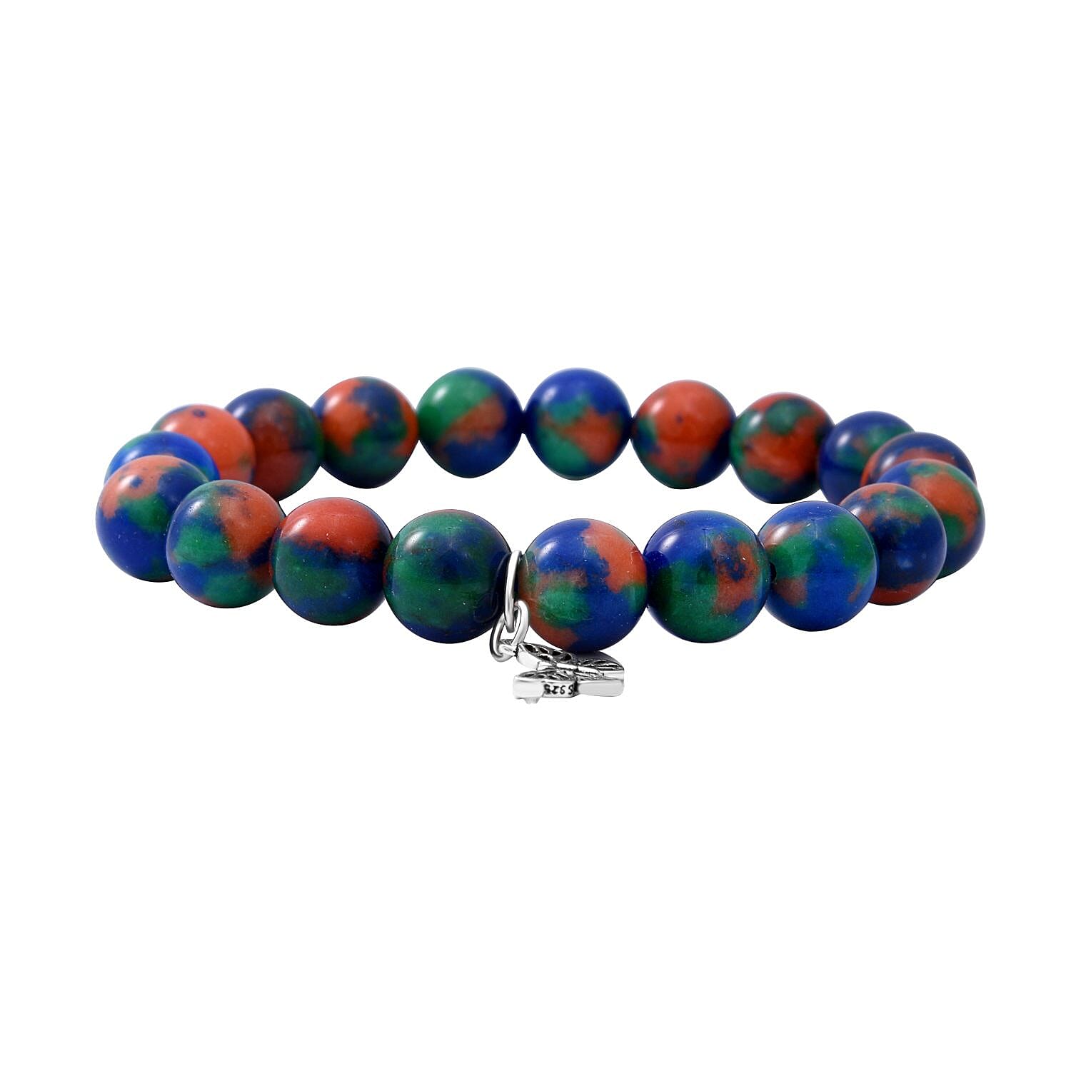 Multi Jasper Beads Butterfly Charm Bracelet (Size 7 Stretchable) in Sterling Silver 100.00 Ct.
