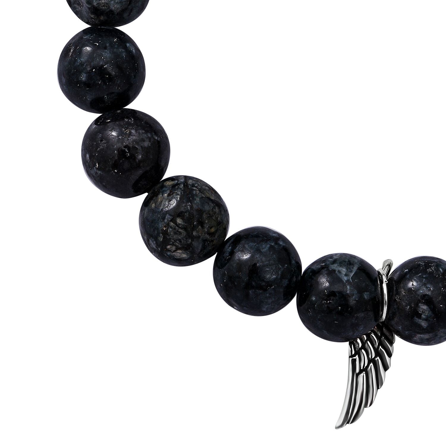 Agate Beads Feather Charm Bracelet (Size 7 Stretchable) in Sterling Silver 100.00 Ct.