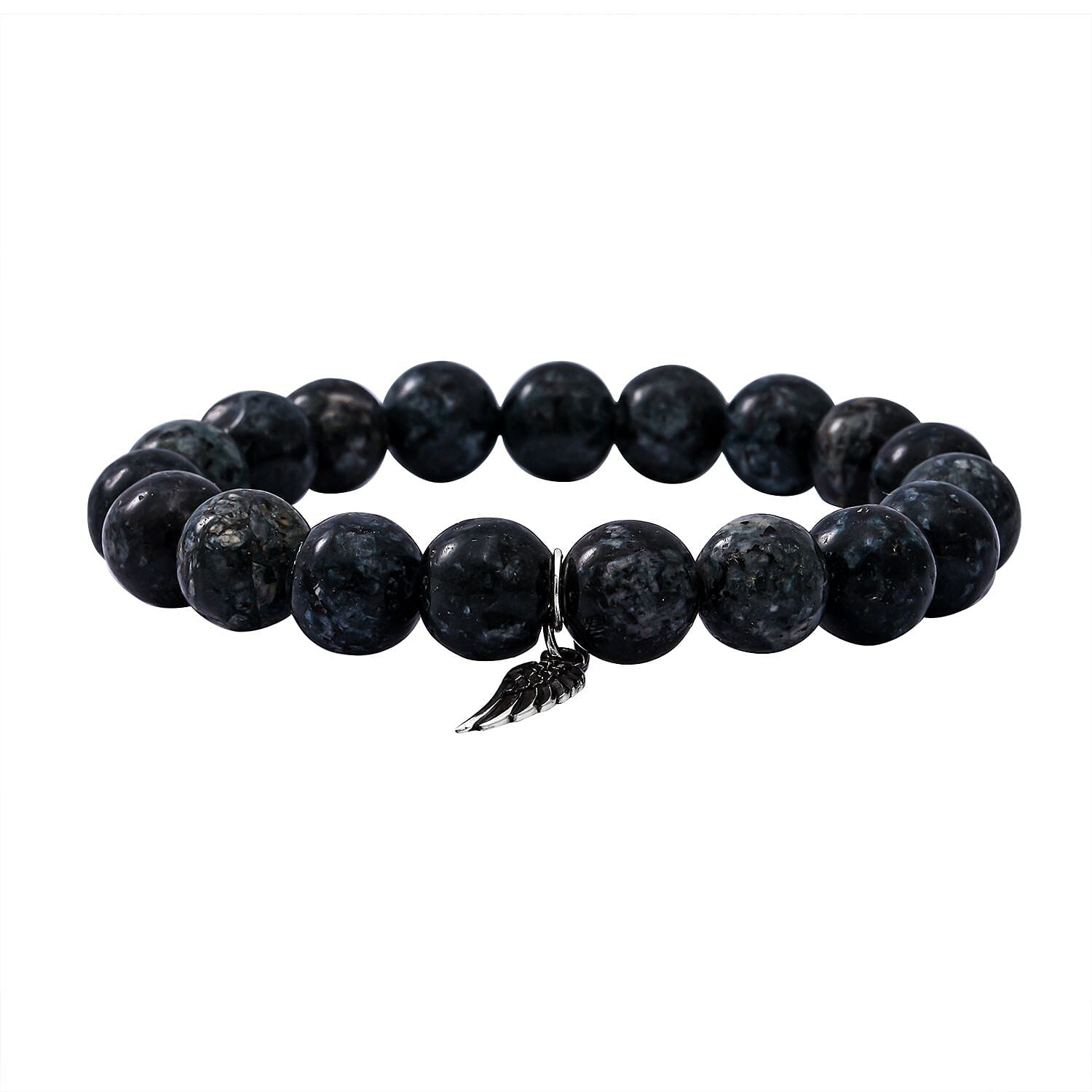 Agate Beads Feather Charm Bracelet (Size 7 Stretchable) in Sterling Silver 100.00 Ct.