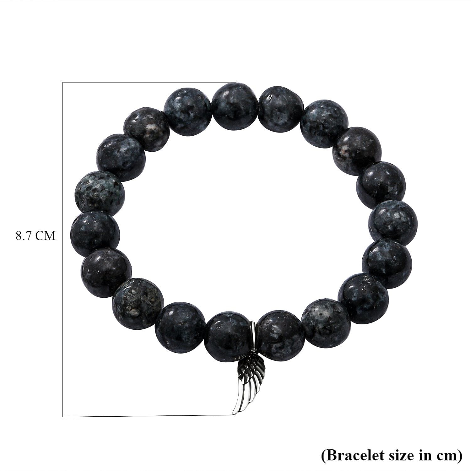 Agate Beads Feather Charm Bracelet (Size 7 Stretchable) in Sterling Silver 100.00 Ct.