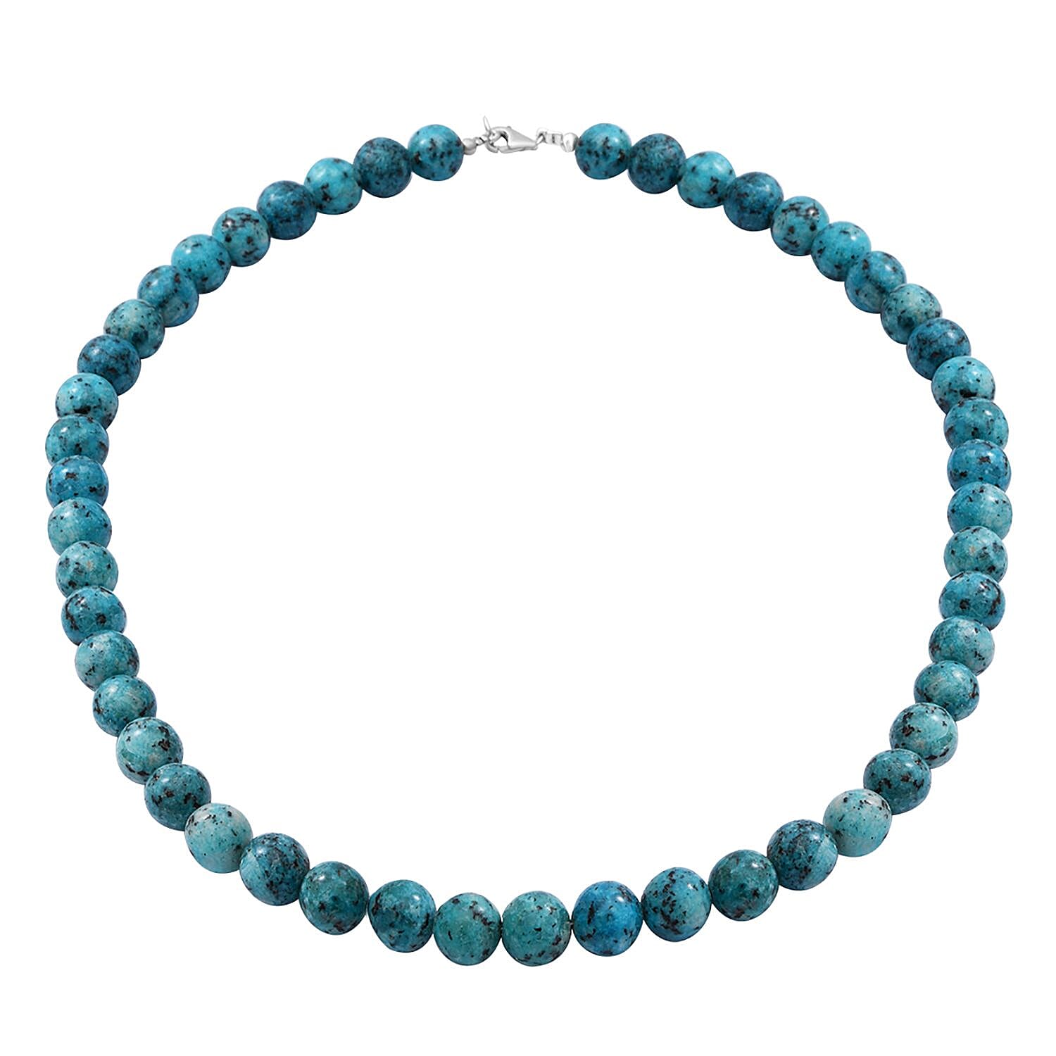 Green Jasper Beads Necklace (Size - 20) in Sterling Silver 345.00 Ct.