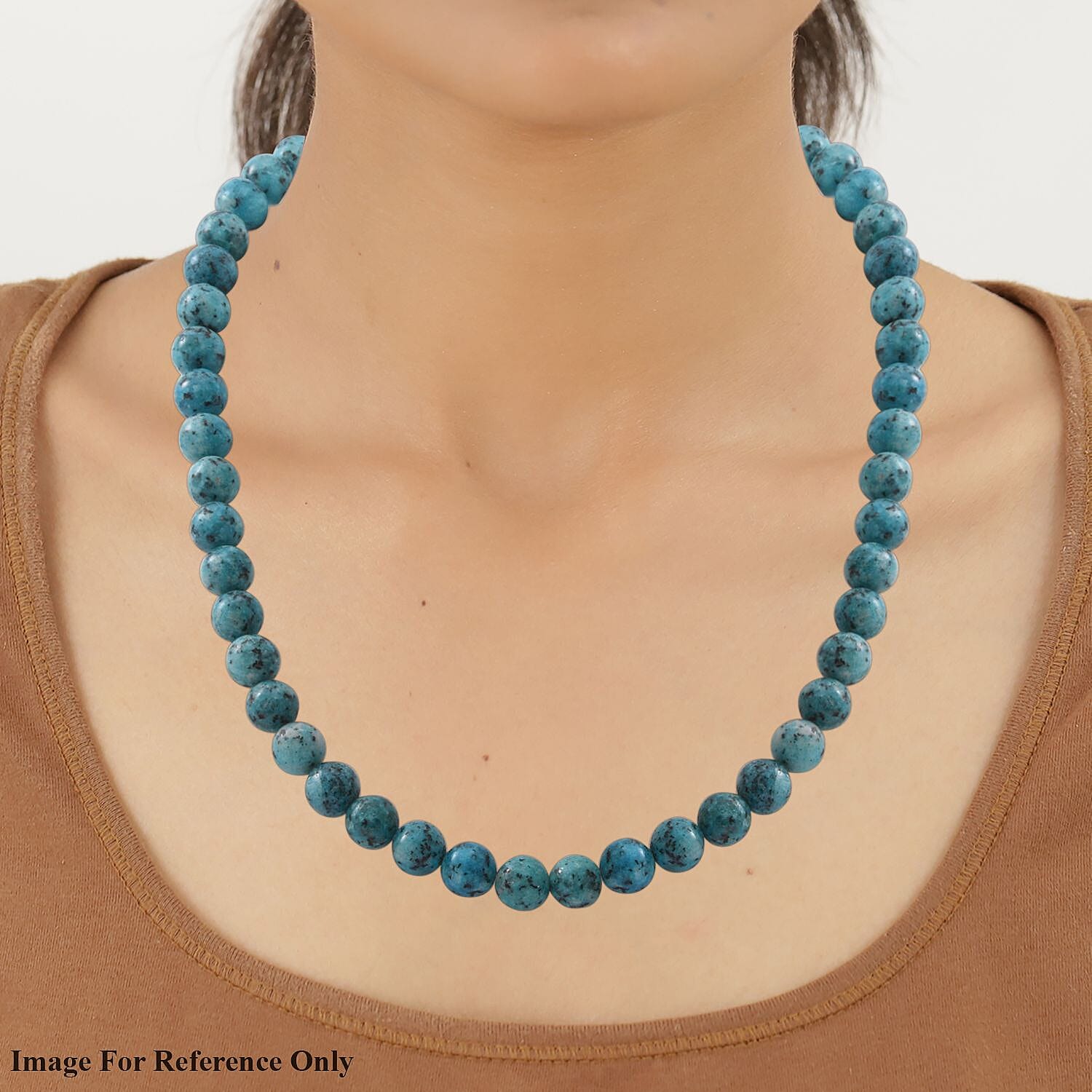 Green Jasper Beads Necklace (Size - 20) in Sterling Silver 345.00 Ct.