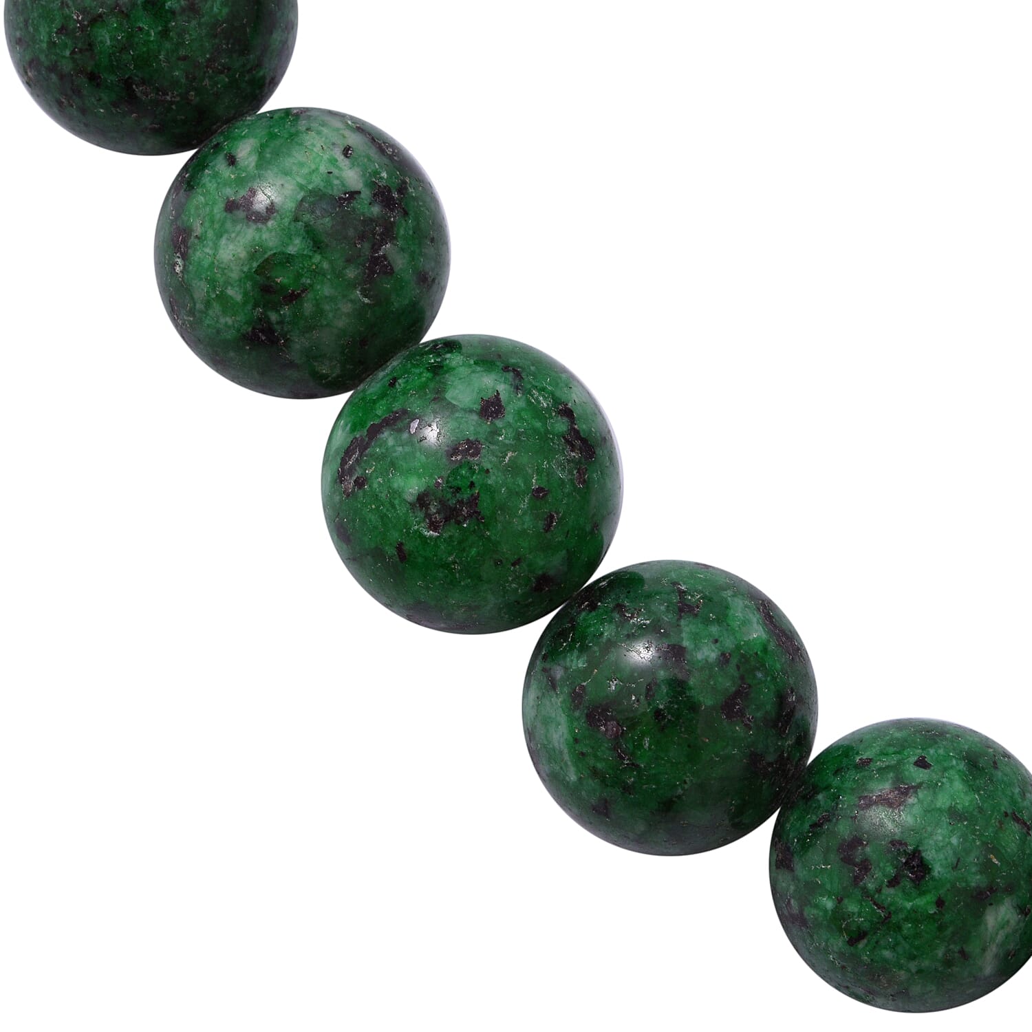 Green Jasper Beads Necklace (Size - 20) in Rhodium Overlay Sterling Silver 360.00 Ct.