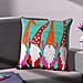 Cotton Christmas Dwarfs Embroidered Cushion Cover - Turquoise