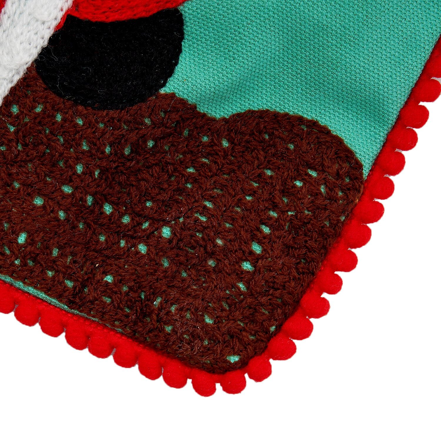 Cotton Christmas Dwarfs Embroidered Cushion Cover - Turquoise