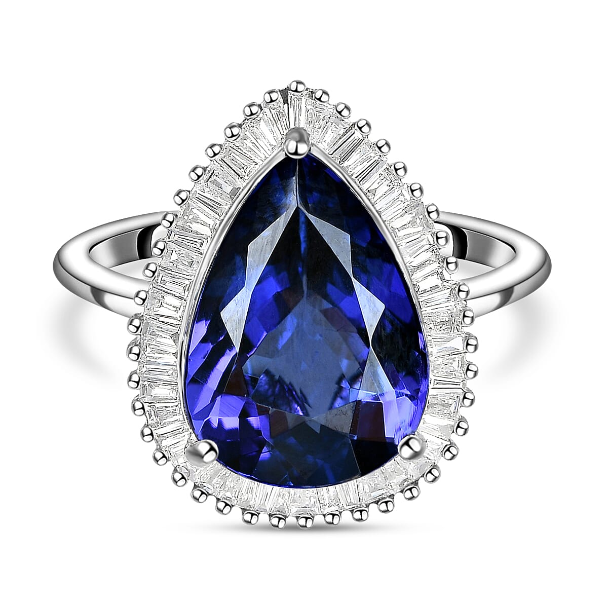 RHAPSODY 950 Platinum AAAA Tanzanite and Diamond( VS-E-F) Ring 5.27 Ct, Platinum Wt 5.50 Gms