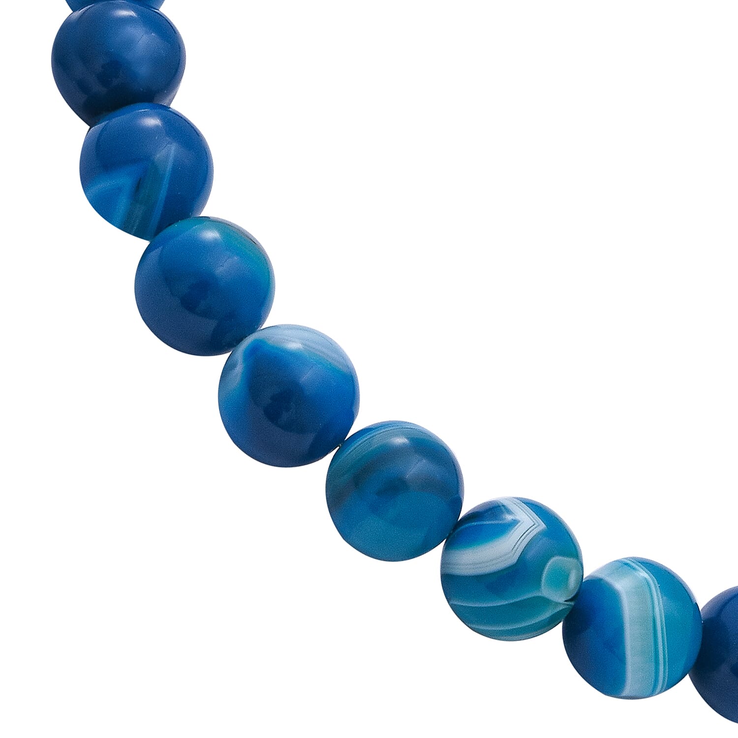 Blue Agate Beads Necklace (Size - 20) with Lobster Clasp in Rhodium Overlay Sterling Silver 350.00 Ct.