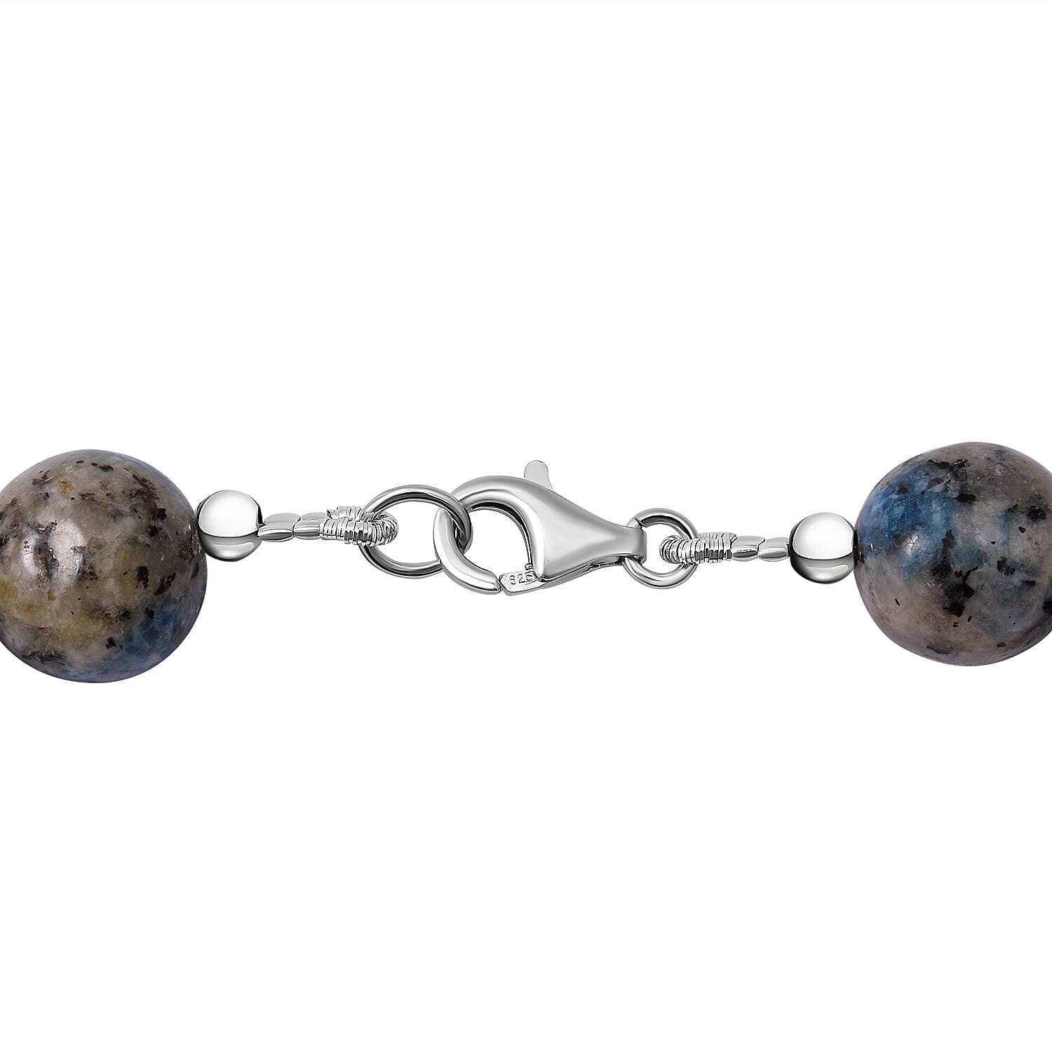 Blue Azurite Granite Necklace (Size - 20) with Lobster Clasp in Rhodium Overlay Sterling Silver 300.00 Ct.