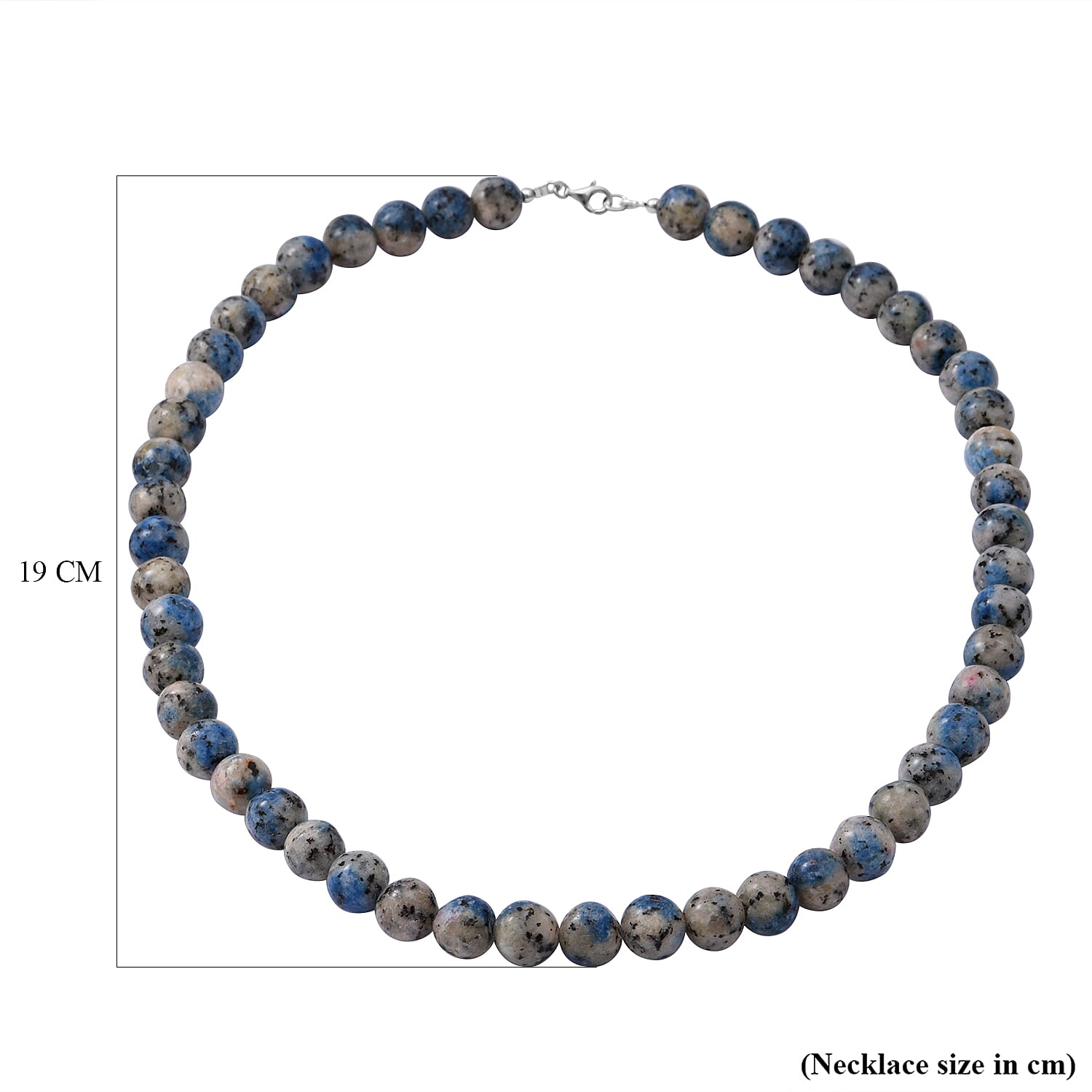 Blue Azurite Granite Necklace (Size - 20) with Lobster Clasp in Rhodium Overlay Sterling Silver 300.00 Ct.