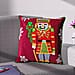 Cotton Christmas Dwarfs Embroidered Cushion Cover - Red Wine