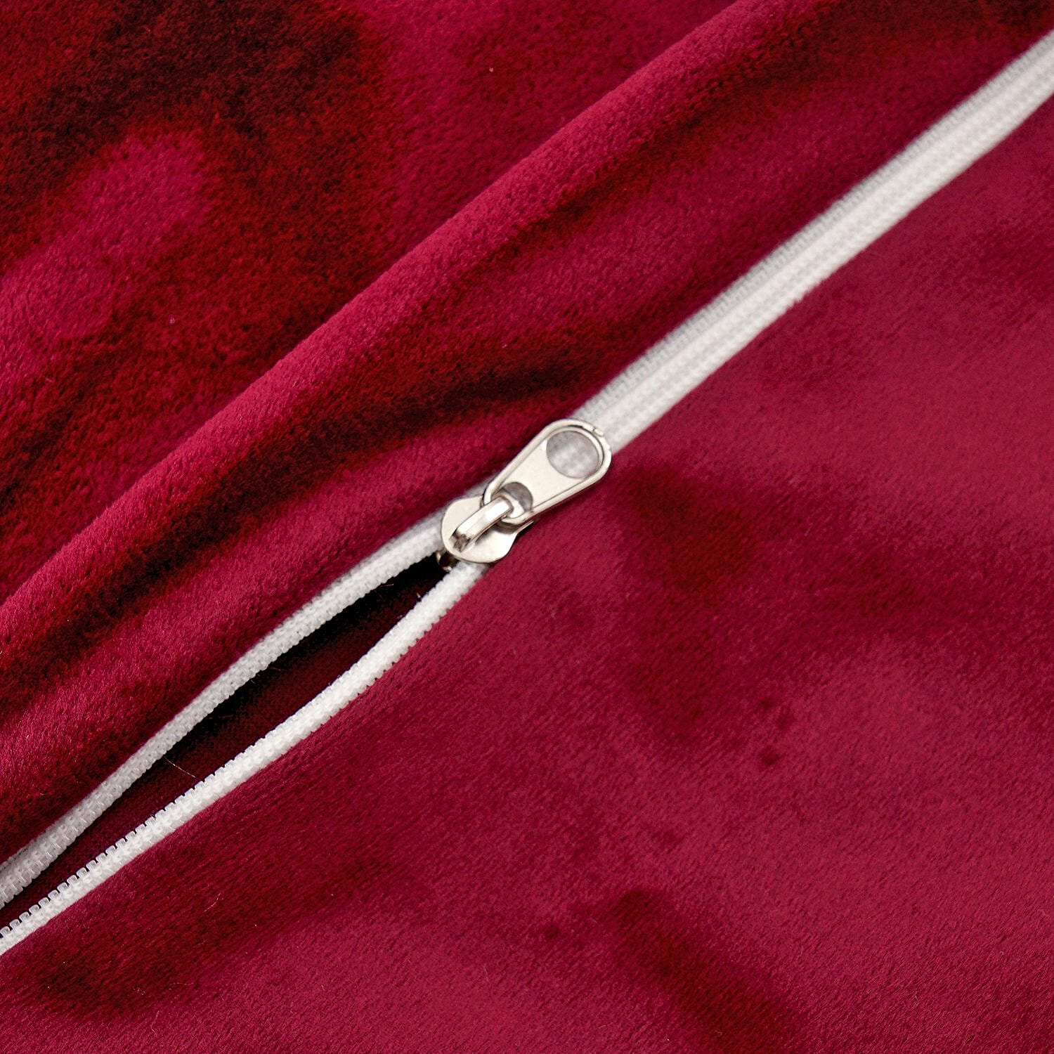 Cotton Christmas King Size Embroidered Cushion Cover (Size 45 Cm) - Red Wine