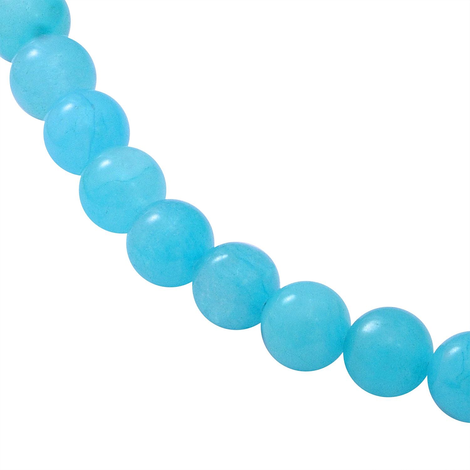 Amazonite Quartz Beads Necklace (Size 18) with Lobster Clasp in Rhodium Overlay Sterling Silver 250.00 Ct.