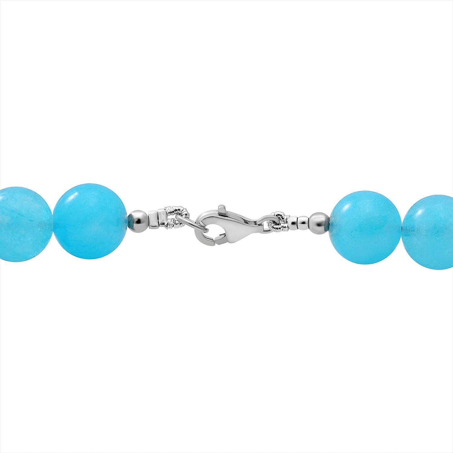 Amazonite Quartz Beads Necklace (Size 18) with Lobster Clasp in Rhodium Overlay Sterling Silver 250.00 Ct.