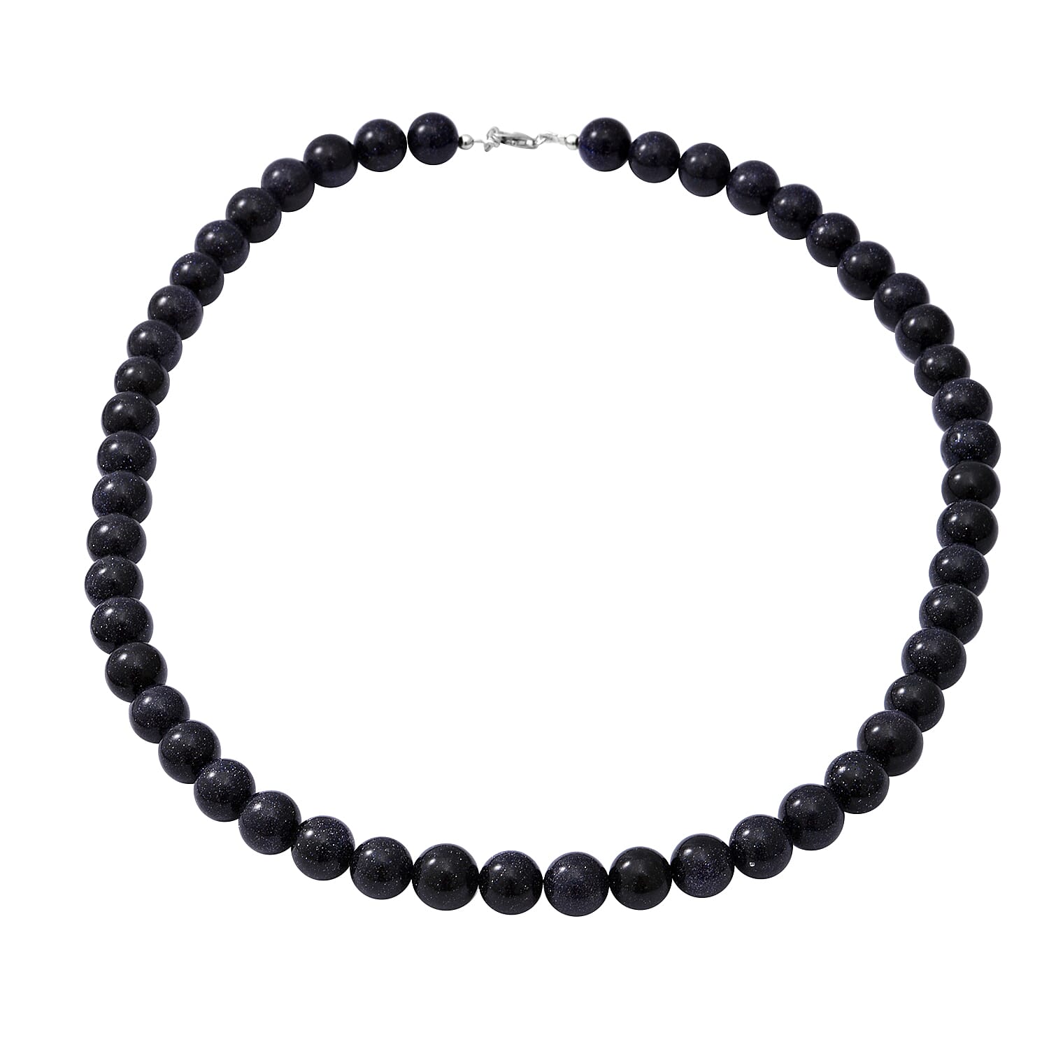 Blue Sandstone Beads Necklace (Size - 20) in  Rhodium Overlay Sterling Silver 300.00 Ct.