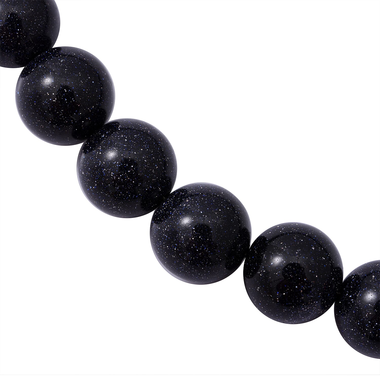 Blue Sandstone Beads Necklace (Size - 20) in  Rhodium Overlay Sterling Silver 300.00 Ct.