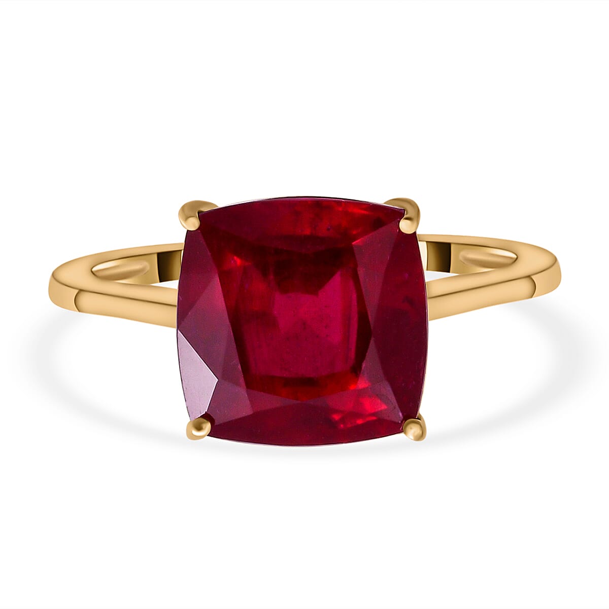 9K Yellow Gold AAA  African Ruby Solitaire Ring 6.80 Ct.
