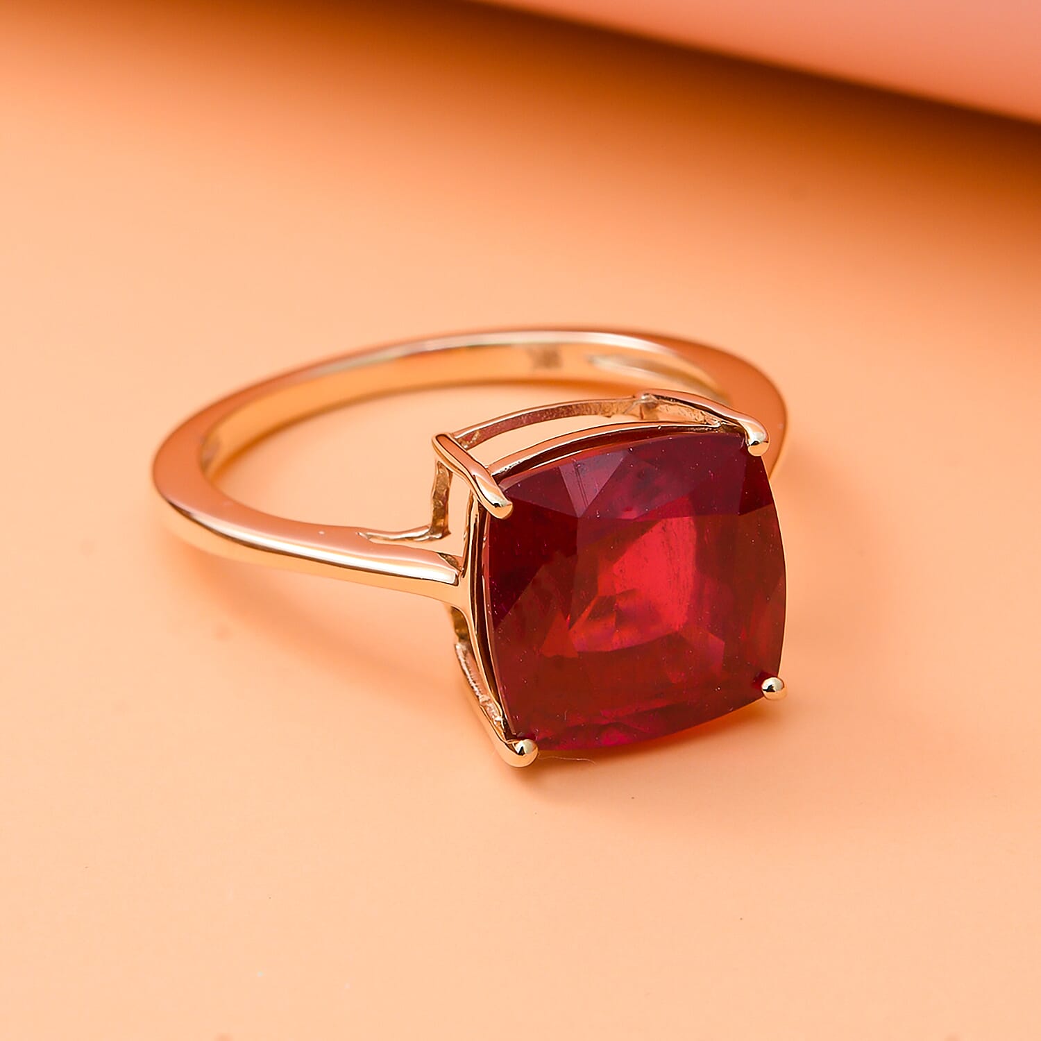 9K Yellow Gold AAA  African Ruby Solitaire Ring 6.80 Ct.
