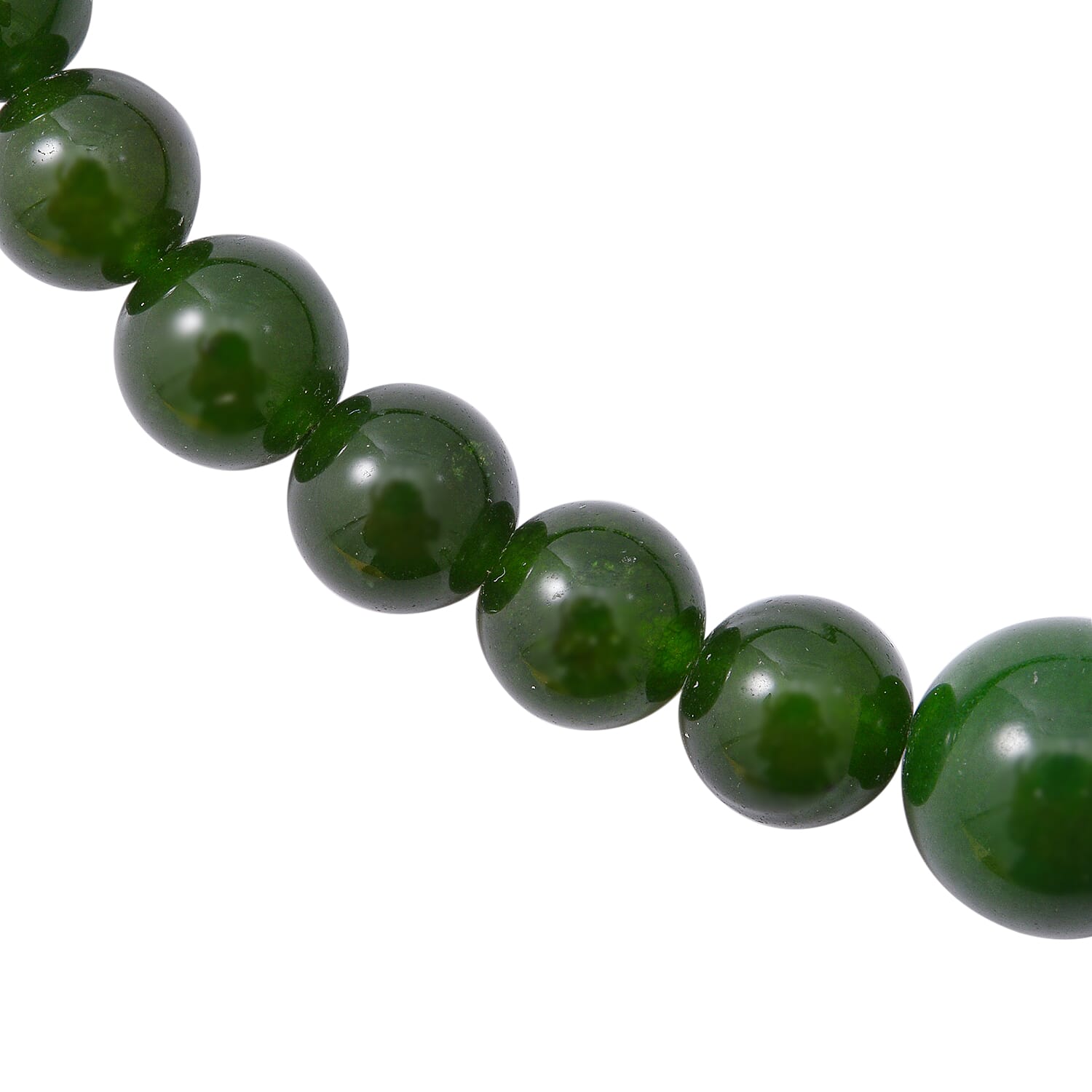 Tucson Special - Green Onyx Beads Necklace (Size - 20) in Rhodium Overlay Sterling Silver 370.00 Ct.