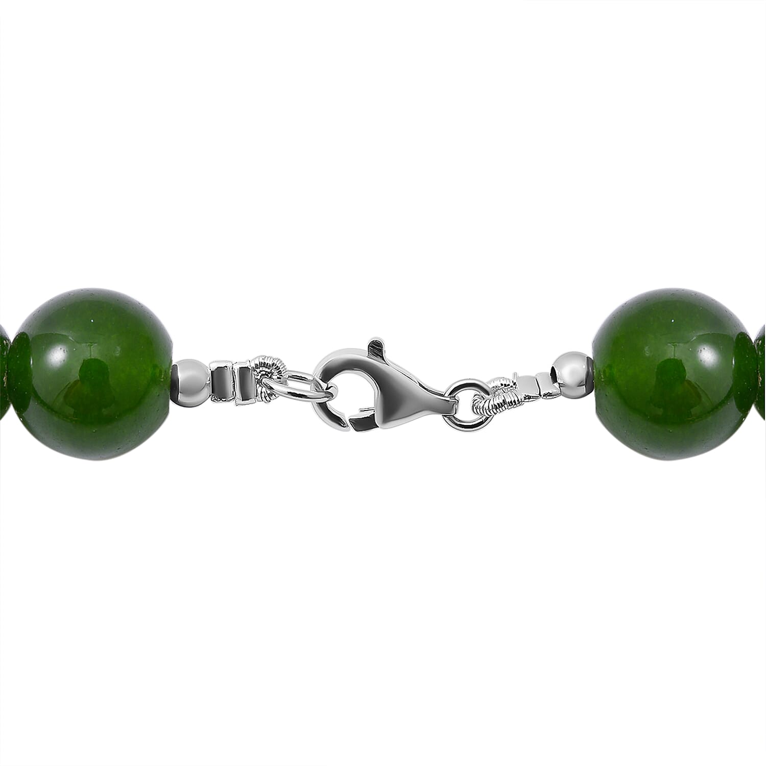 Tucson Special - Green Onyx Beads Necklace (Size - 20) in Rhodium Overlay Sterling Silver 370.00 Ct.