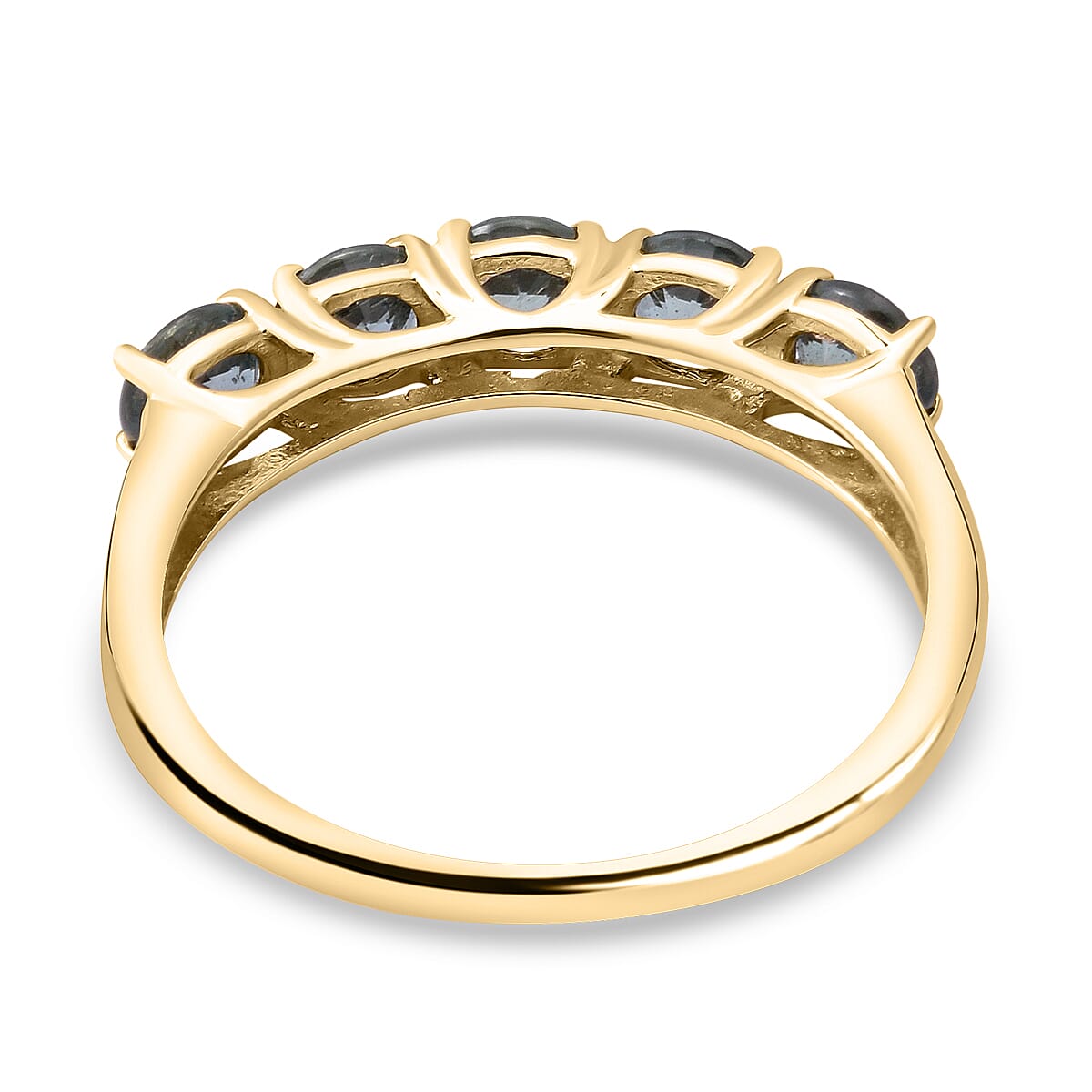 9K Yellow Gold Natural Parti Sapphire 5 Stone Ring 1.50 Ct.