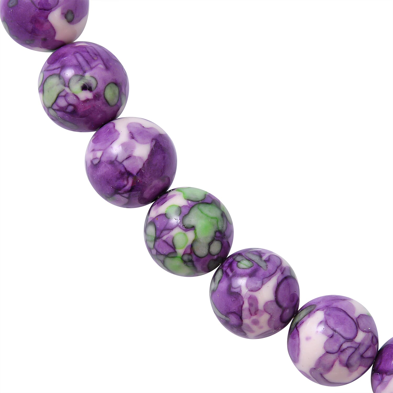 Variscite Beads Necklace (Size - 20) in Rhodium Overlay Sterling Silver 300 Ct.